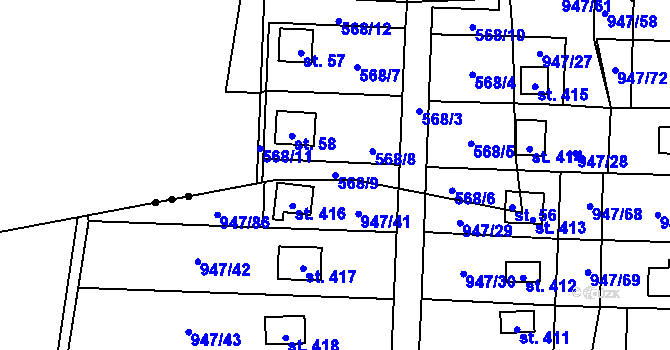 Parcela st. 568/9 v KÚ Chotilsko, Katastrální mapa