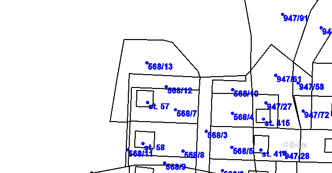 Parcela st. 568/12 v KÚ Chotilsko, Katastrální mapa