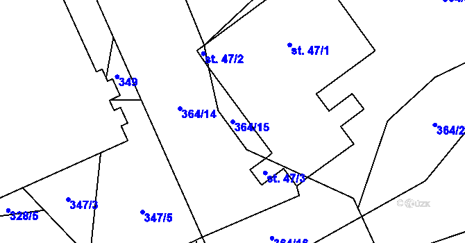 Parcela st. 364/15 v KÚ Chotilsko, Katastrální mapa