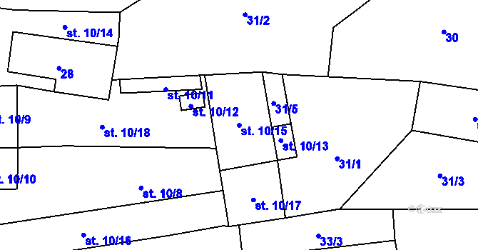 Parcela st. 10/15 v KÚ Chotilsko, Katastrální mapa