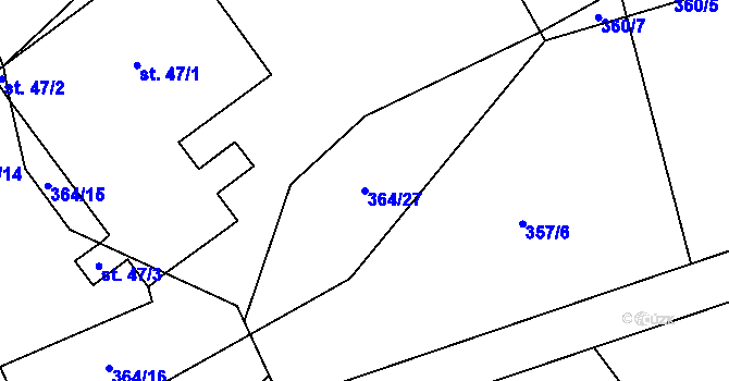Parcela st. 364/27 v KÚ Chotilsko, Katastrální mapa