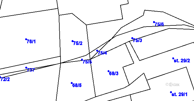 Parcela st. 75/4 v KÚ Chotilsko, Katastrální mapa