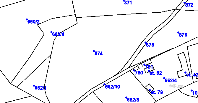 Parcela st. 662/16 v KÚ Chotilsko, Katastrální mapa