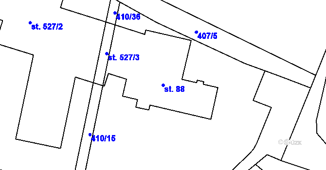 Parcela st. 88 v KÚ Křeničná, Katastrální mapa
