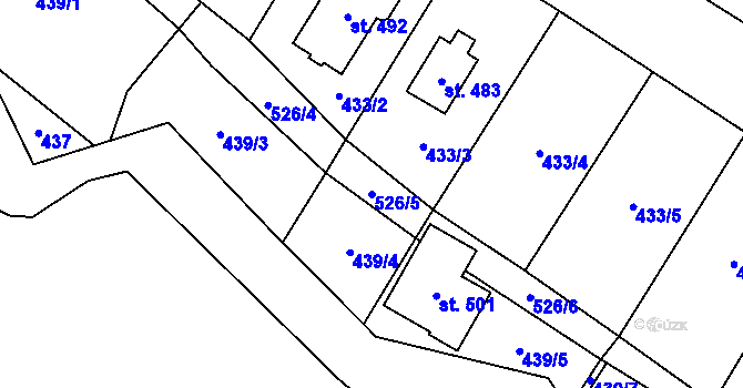 Parcela st. 526/5 v KÚ Křeničná, Katastrální mapa