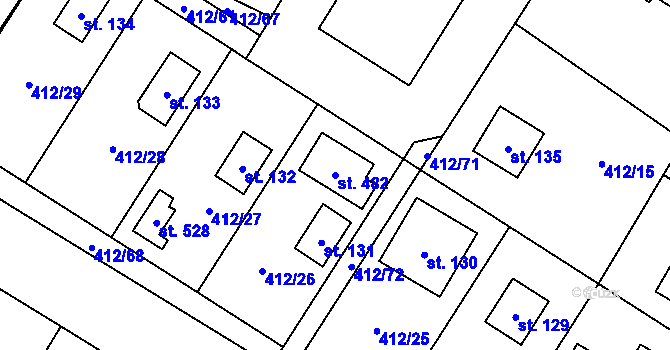 Parcela st. 482 v KÚ Křeničná, Katastrální mapa