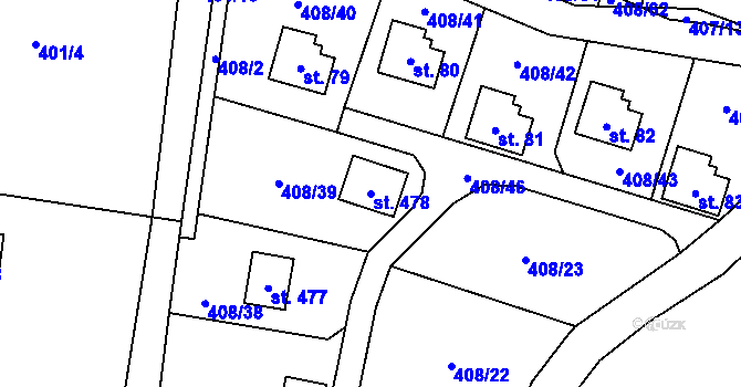 Parcela st. 478 v KÚ Křeničná, Katastrální mapa
