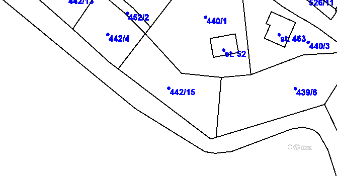 Parcela st. 442/15 v KÚ Křeničná, Katastrální mapa