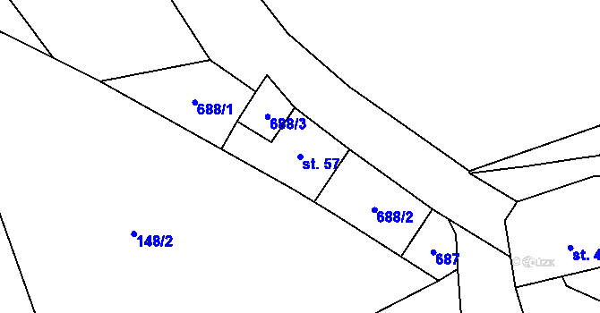 Parcela st. 57 v KÚ Dobkovičky, Katastrální mapa