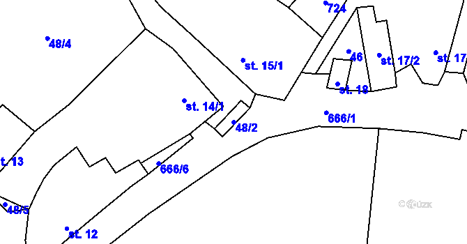 Parcela st. 48/2 v KÚ Dobkovičky, Katastrální mapa
