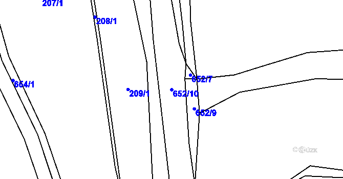 Parcela st. 652/10 v KÚ Dobkovičky, Katastrální mapa