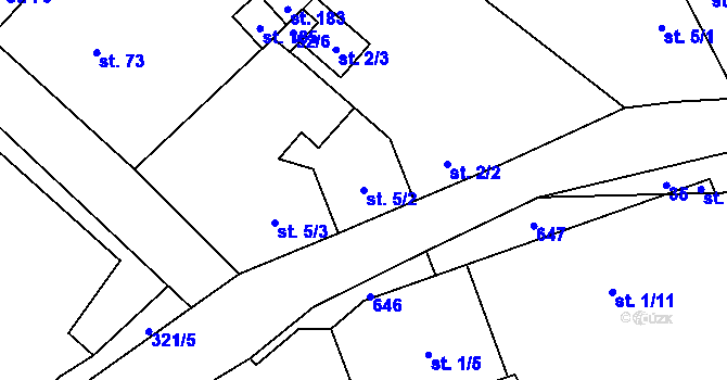 Parcela st. 5/2 v KÚ Chotiměř, Katastrální mapa