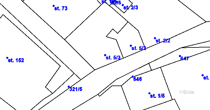 Parcela st. 5/3 v KÚ Chotiměř, Katastrální mapa
