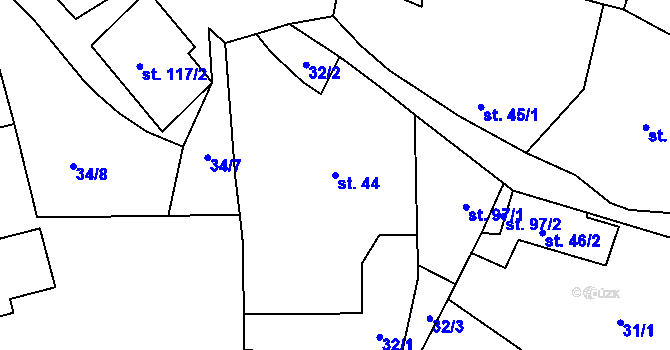 Parcela st. 44 v KÚ Chotiměř, Katastrální mapa