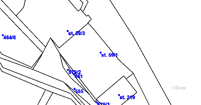 Parcela st. 59/1 v KÚ Chotiměř, Katastrální mapa