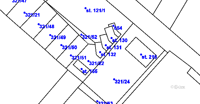 Parcela st. 132 v KÚ Chotiměř, Katastrální mapa
