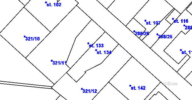 Parcela st. 134 v KÚ Chotiměř, Katastrální mapa