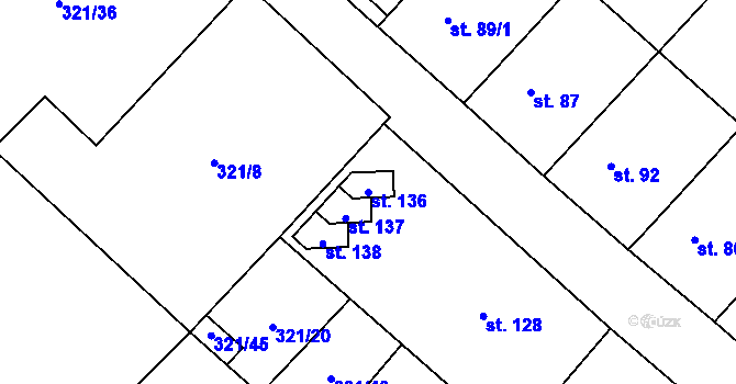 Parcela st. 136 v KÚ Chotiměř, Katastrální mapa