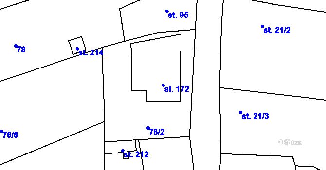 Parcela st. 172 v KÚ Chotiměř, Katastrální mapa