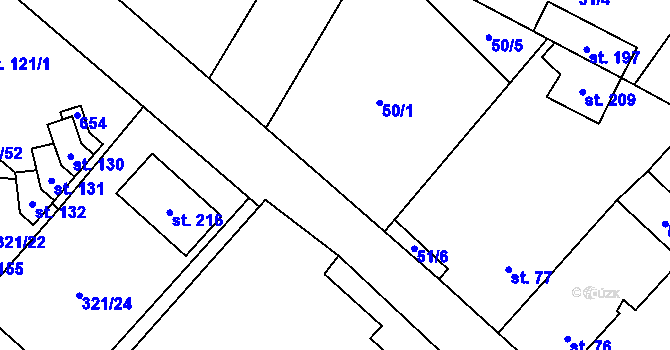 Parcela st. 50/3 v KÚ Chotiměř, Katastrální mapa
