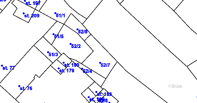Parcela st. 52/3 v KÚ Chotiměř, Katastrální mapa