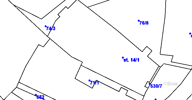 Parcela st. 72/1 v KÚ Chotiměř, Katastrální mapa