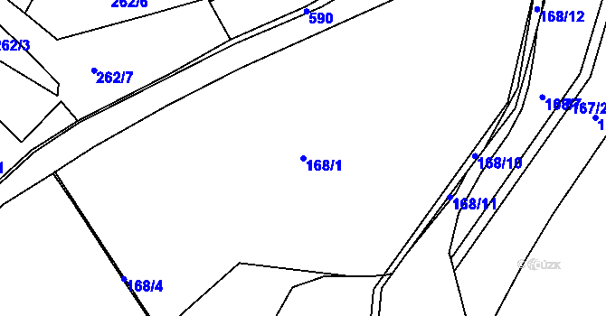 Parcela st. 168/1 v KÚ Chotiměř, Katastrální mapa