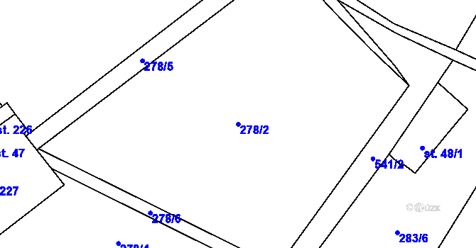 Parcela st. 278/2 v KÚ Chotiměř, Katastrální mapa