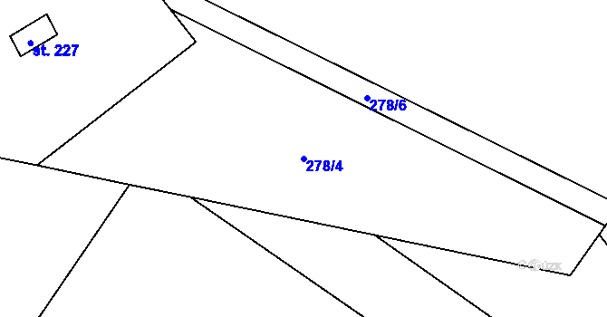 Parcela st. 278/4 v KÚ Chotiměř, Katastrální mapa