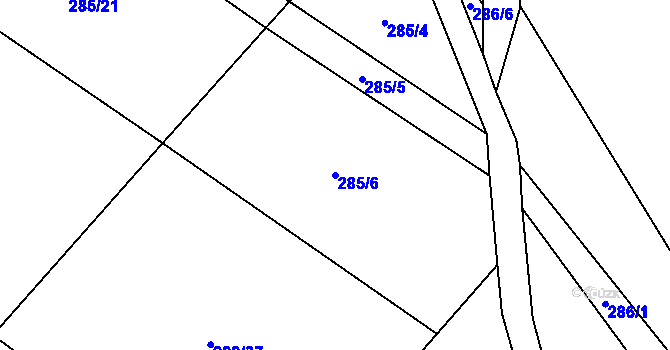 Parcela st. 285/6 v KÚ Chotiměř, Katastrální mapa