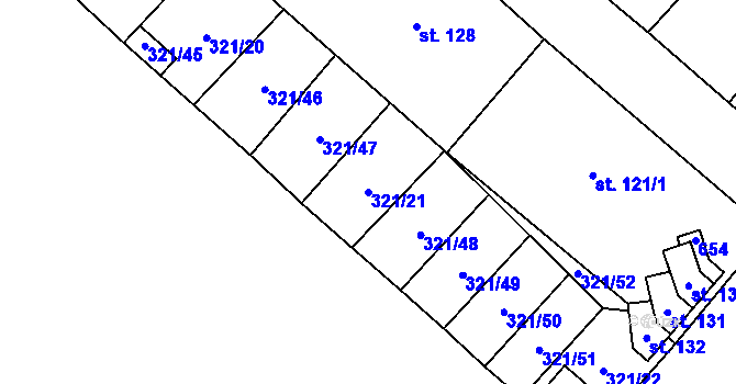 Parcela st. 321/21 v KÚ Chotiměř, Katastrální mapa