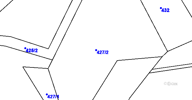 Parcela st. 427/2 v KÚ Chotiměř, Katastrální mapa