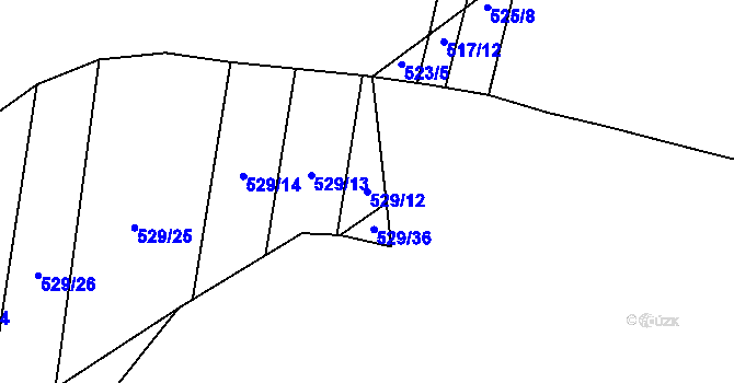 Parcela st. 529/12 v KÚ Chotiměř, Katastrální mapa