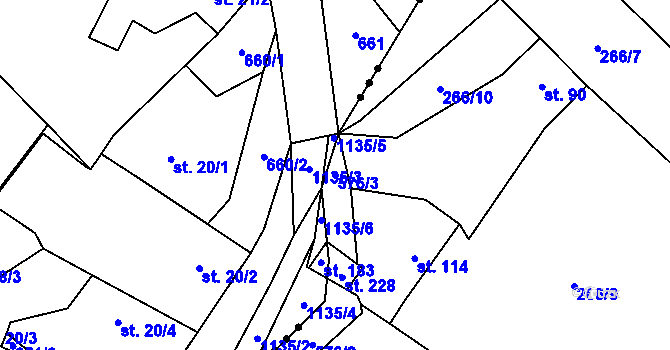 Parcela st. 576/3 v KÚ Chotiměř, Katastrální mapa