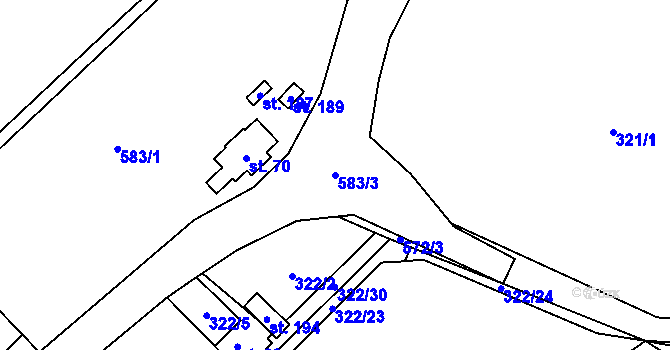 Parcela st. 583/3 v KÚ Chotiměř, Katastrální mapa