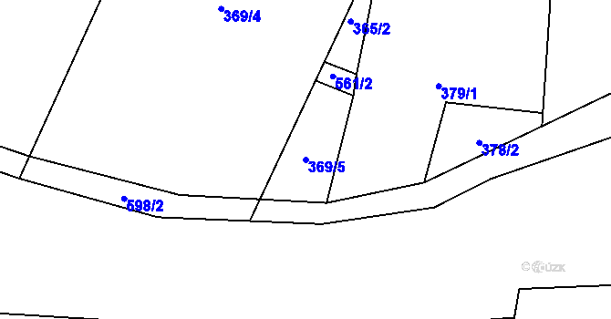 Parcela st. 369/5 v KÚ Chotiměř, Katastrální mapa