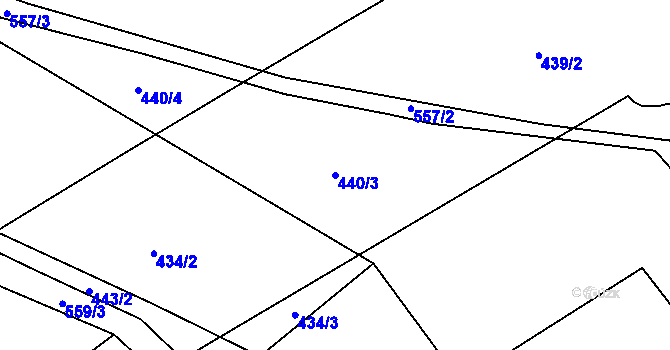 Parcela st. 440/3 v KÚ Chotiměř, Katastrální mapa