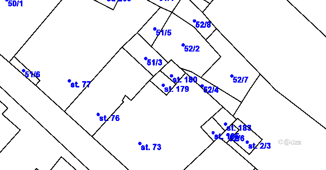 Parcela st. 179 v KÚ Chotiměř, Katastrální mapa