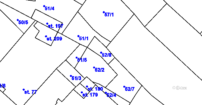 Parcela st. 52/8 v KÚ Chotiměř, Katastrální mapa
