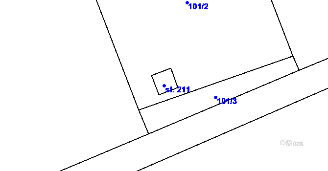 Parcela st. 211 v KÚ Chotiměř, Katastrální mapa