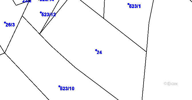 Parcela st. 24 v KÚ Chotiměř, Katastrální mapa