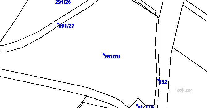 Parcela st. 291/26 v KÚ Chotiměř, Katastrální mapa