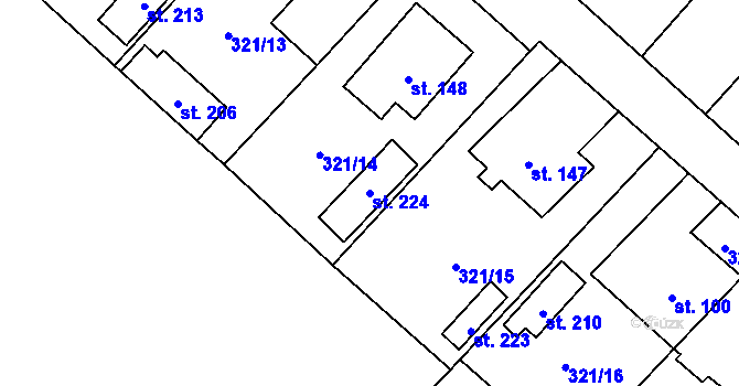 Parcela st. 224 v KÚ Chotiměř, Katastrální mapa