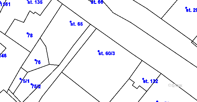 Parcela st. 60/3 v KÚ Chotiněves, Katastrální mapa