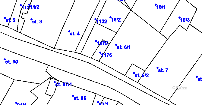 Parcela st. 5/2 v KÚ Chotiněves, Katastrální mapa