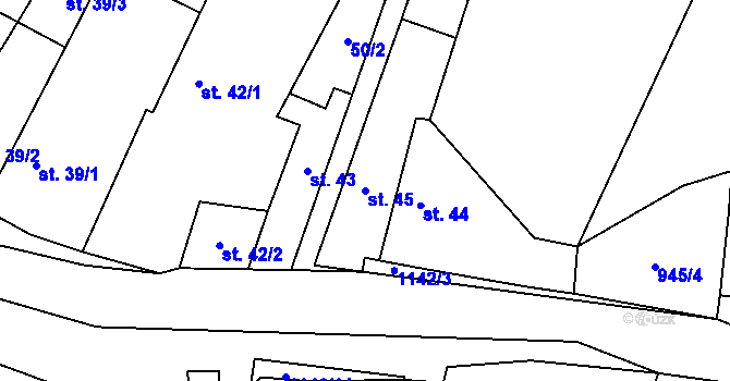 Parcela st. 45 v KÚ Chotiněves, Katastrální mapa