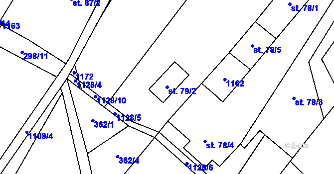 Parcela st. 79/2 v KÚ Chotiněves, Katastrální mapa
