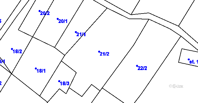 Parcela st. 21/2 v KÚ Chotiněves, Katastrální mapa