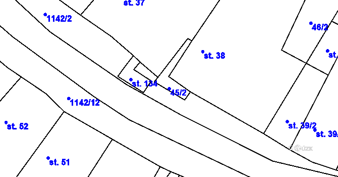 Parcela st. 45/2 v KÚ Chotiněves, Katastrální mapa