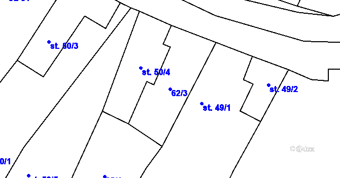 Parcela st. 62/3 v KÚ Chotiněves, Katastrální mapa